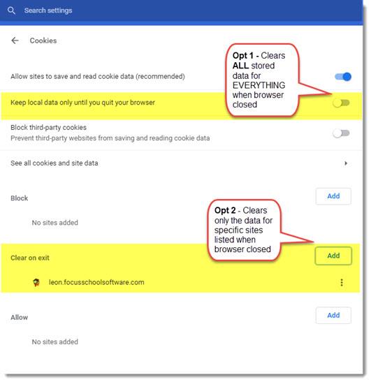 Clearing Cache or Cookies 